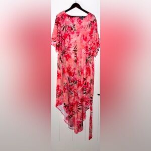 Kate &‎ Mallory Orange Floral Wide Leg Jumpsuit Plus Women 3X  Tropical Vacation